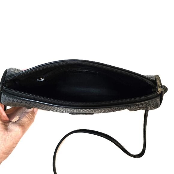 Vintage 1980's  Liz Claiborne Black Geometric Pattern Crossbody Bag - Picture 11 of 12